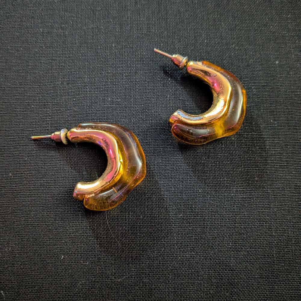 Honey Drip Amber and Gold Hoops - Picture 2 of 3
